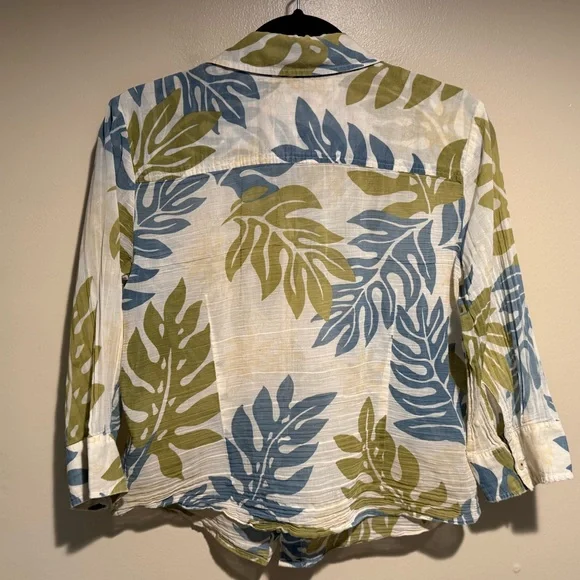 Vintage Tommy Hilfiger Leaf Bloude 100% lightweight gauze cotton size 14 - Picture 10 of 10